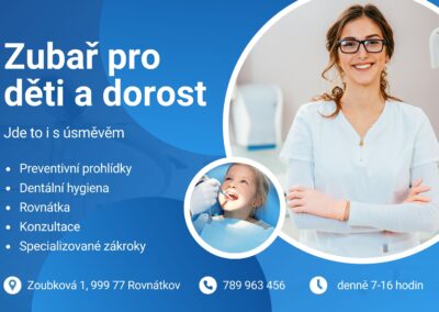 grafické práce web-designerka.cz, tvorba vizitky pro dětského zubaře